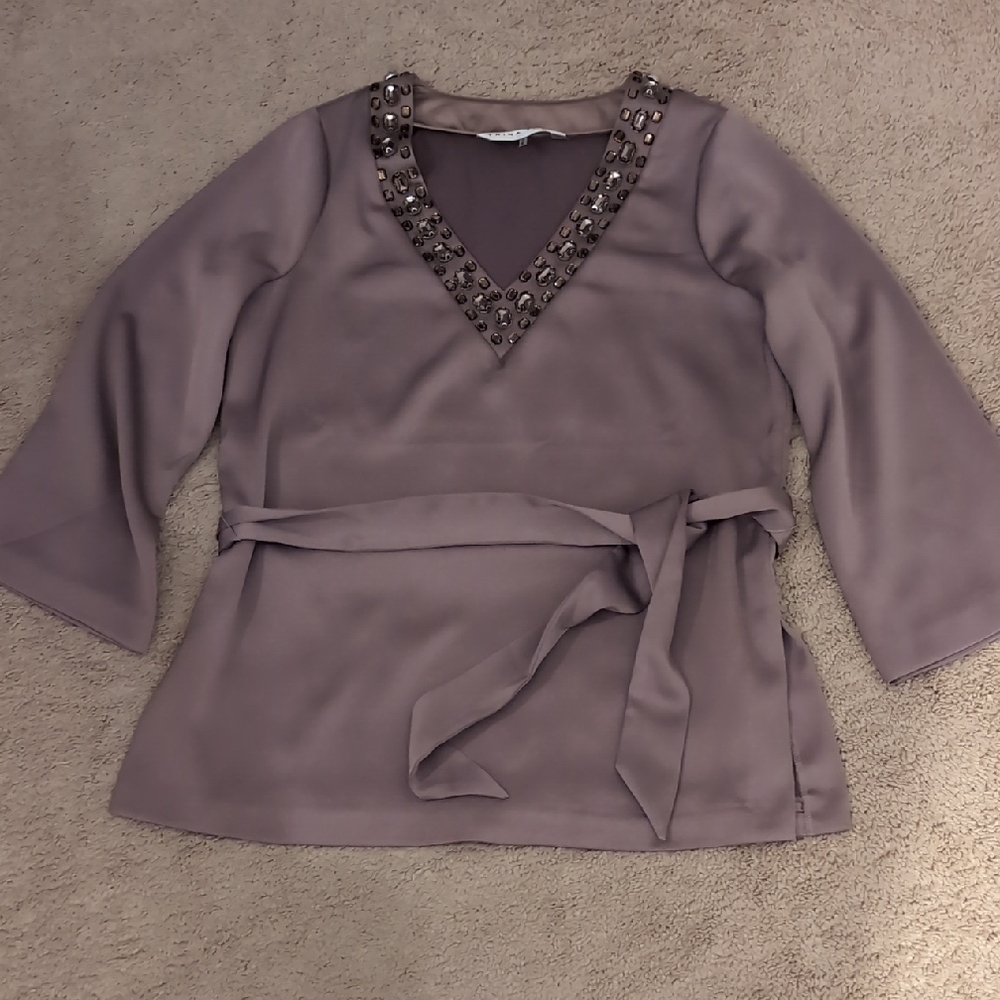 Trina Turk Embellished V-Neck Blouse